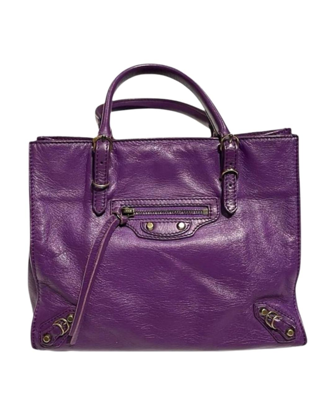 BALENCIAGA Фиолетовая кожаная сумка тоут, фото 1