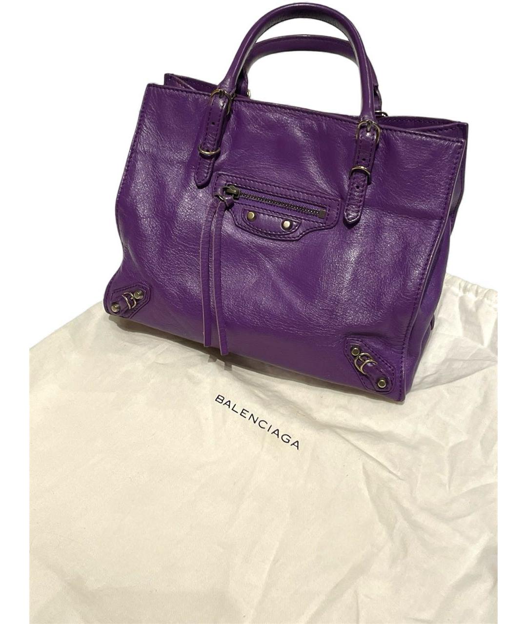 BALENCIAGA Фиолетовая кожаная сумка тоут, фото 5