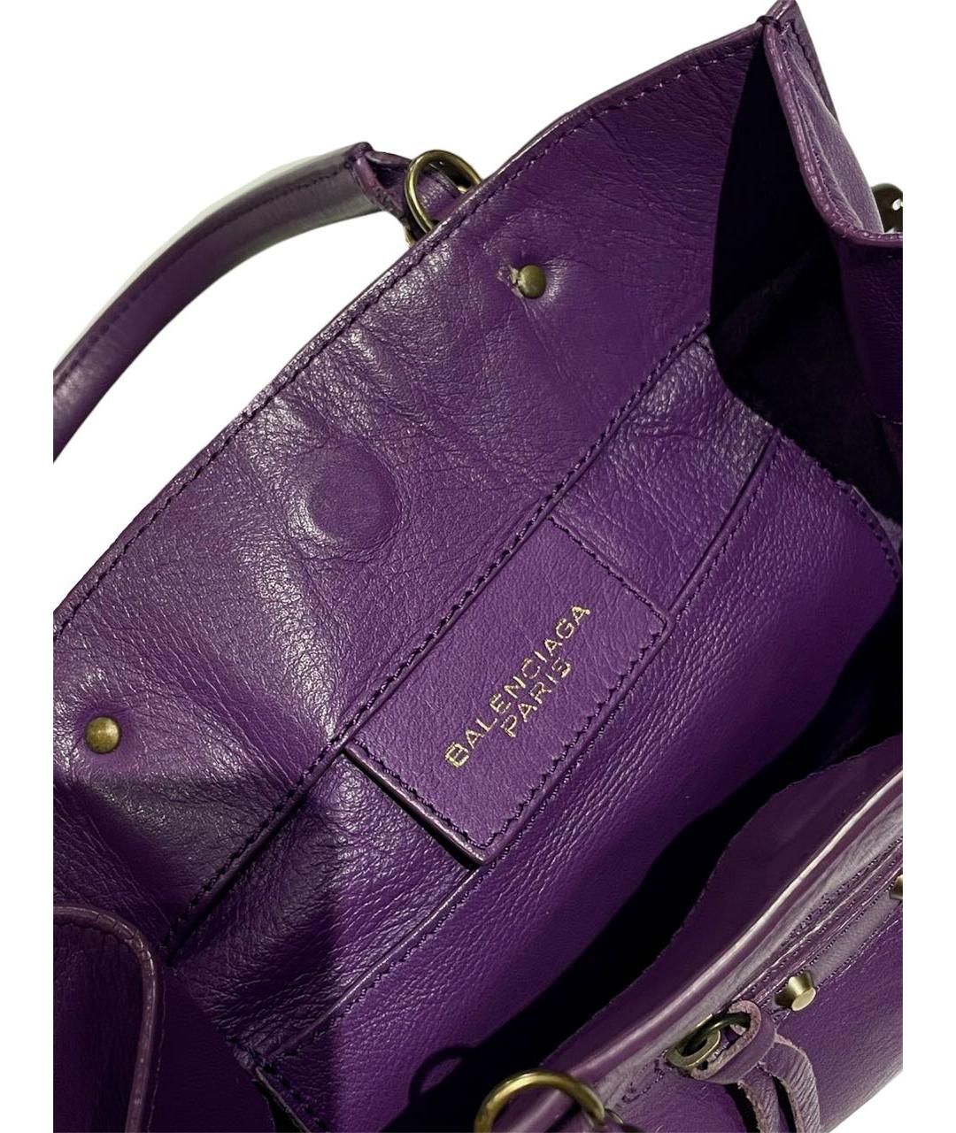 BALENCIAGA Фиолетовая кожаная сумка тоут, фото 3