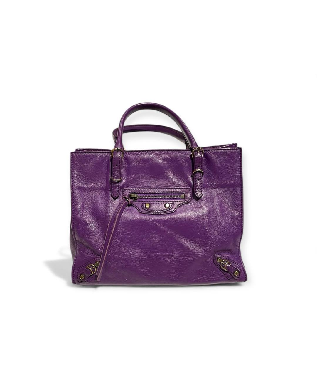 BALENCIAGA Фиолетовая кожаная сумка тоут, фото 6