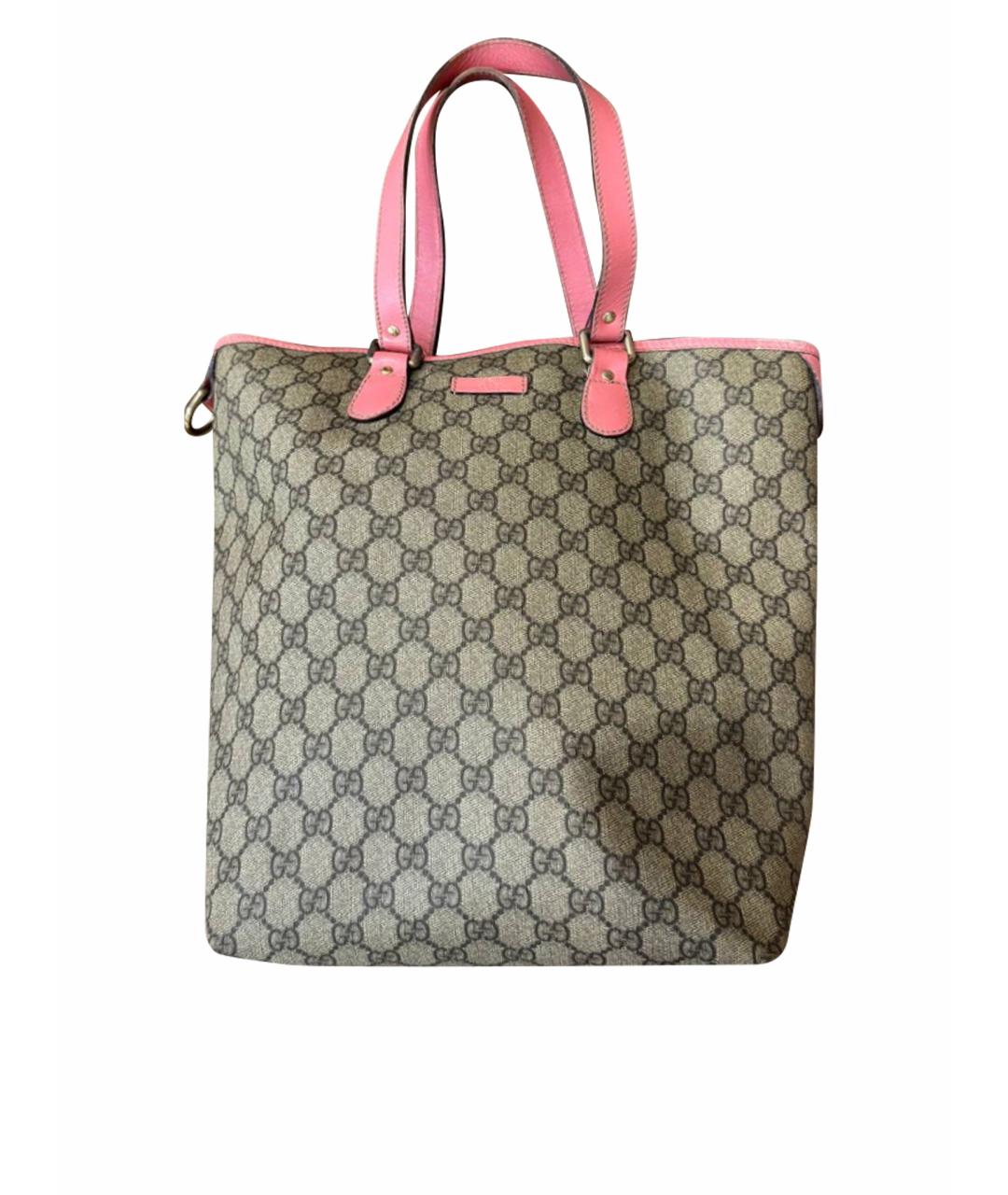 GUCCI Розовая кожаная сумка тоут, фото 1