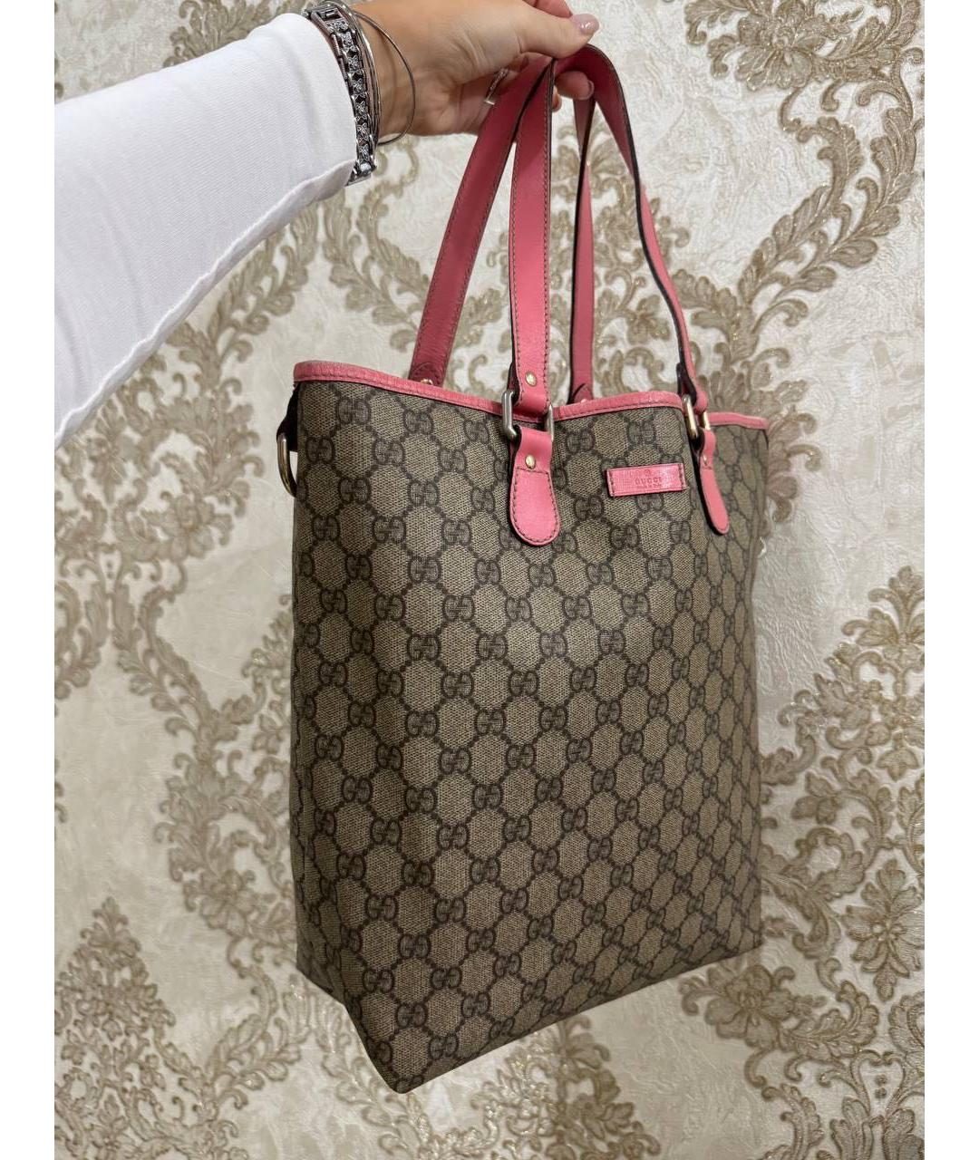 GUCCI Розовая кожаная сумка тоут, фото 2