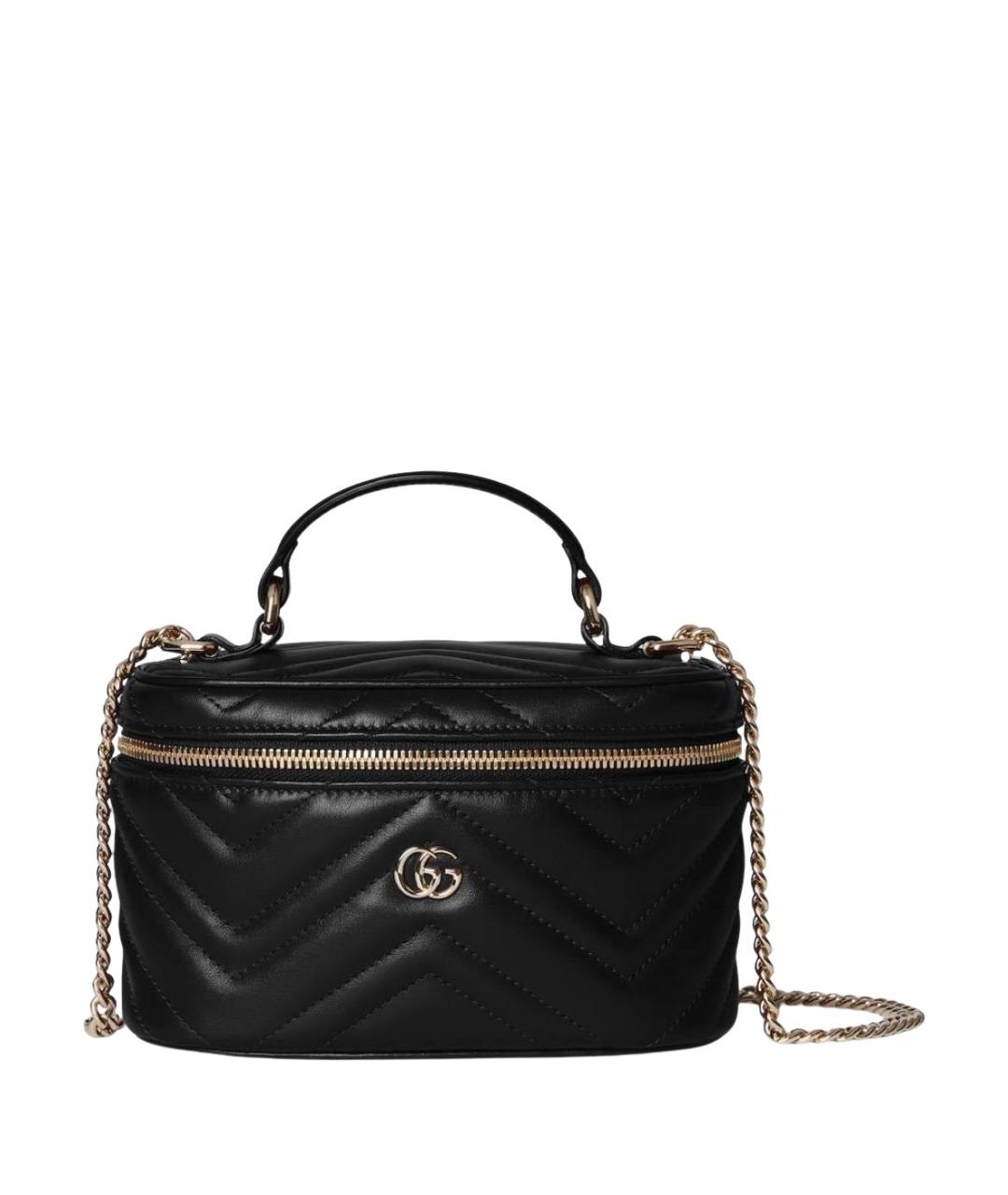 GUCCI Черная кожаная сумка с короткими ручками, фото 1