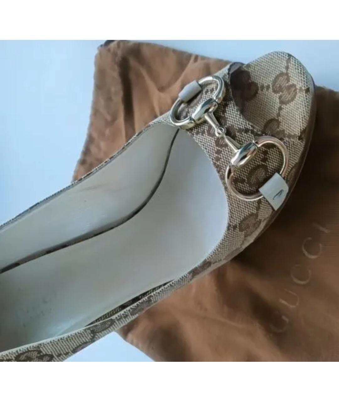 GUCCI Бежевые текстильные туфли, фото 2