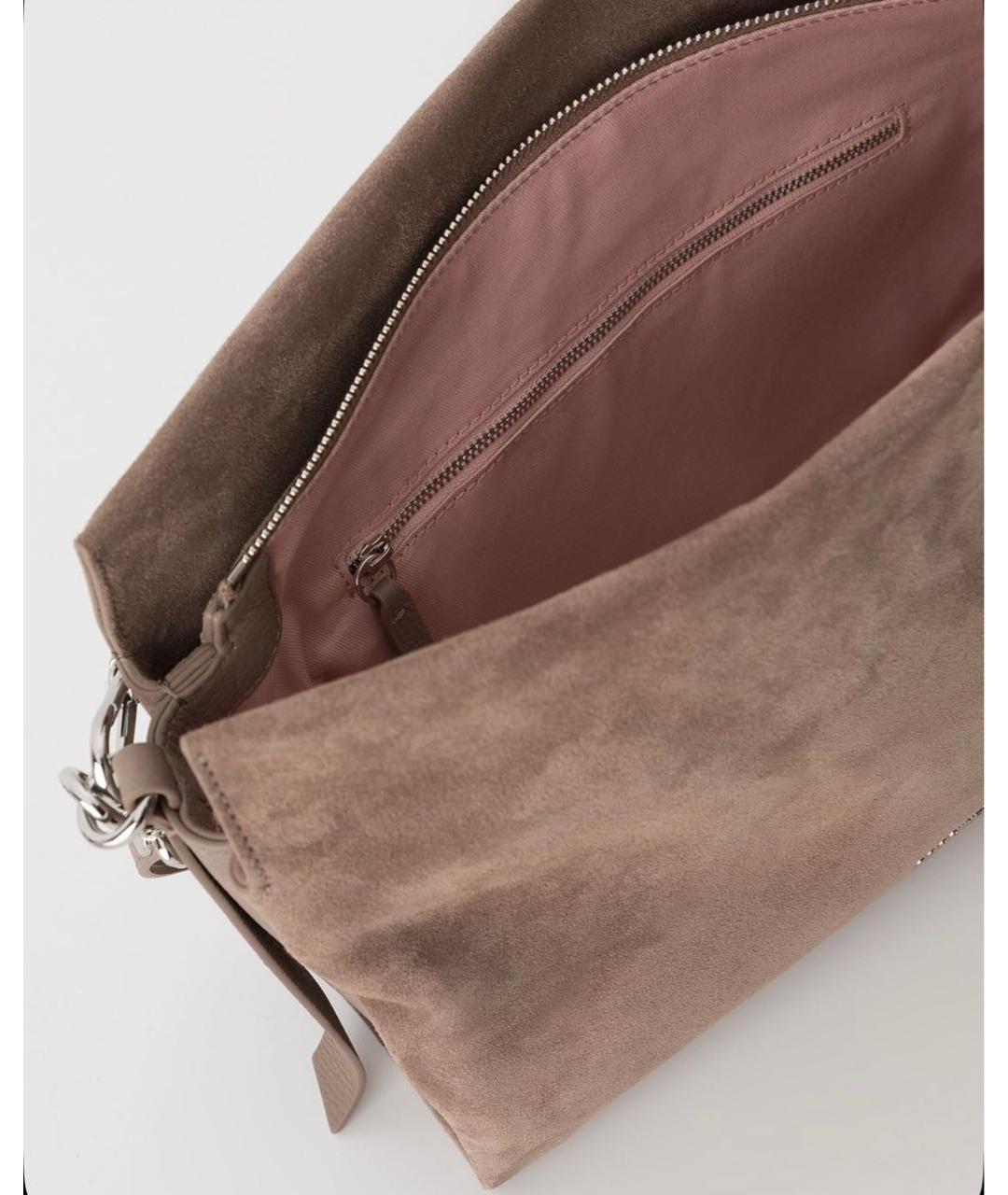 COCCINELLE Бежевая замшевая сумка с короткими ручками, фото 4