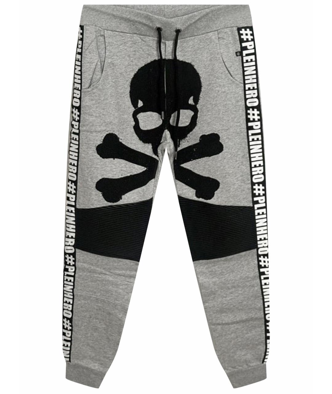 PHILIPP PLEIN Серые хлопковые повседневные брюки, фото 1