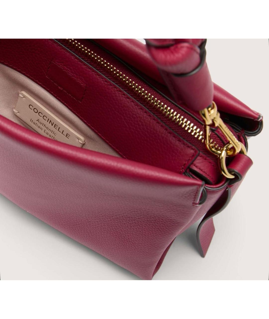 COCCINELLE Бордовая кожаная сумка через плечо, фото 4