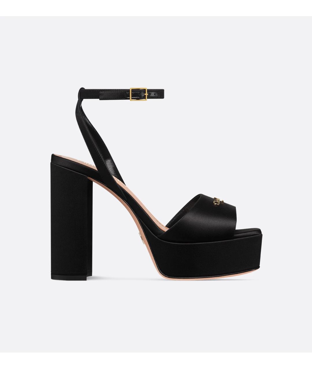 CHRISTIAN DIOR Черные текстильные босоножки, фото 4