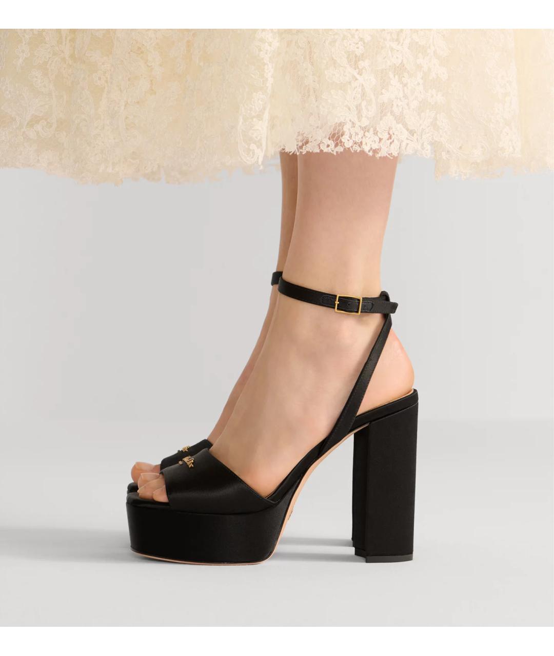 CHRISTIAN DIOR Черные текстильные босоножки, фото 3