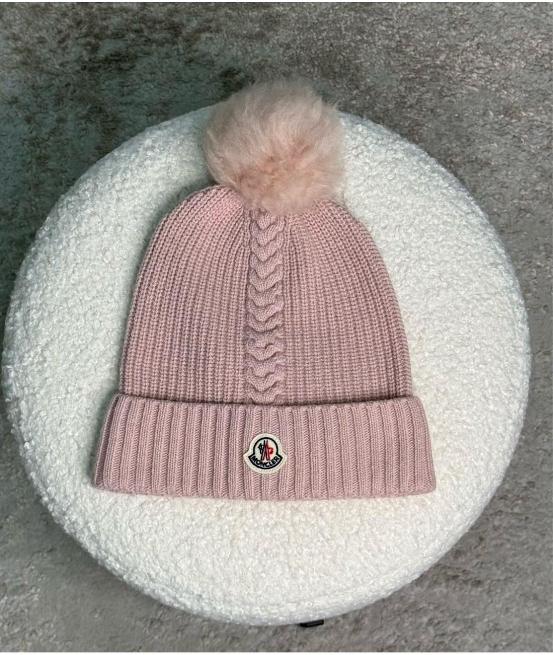MONCLER Розовая шерстяная шапка, фото 7