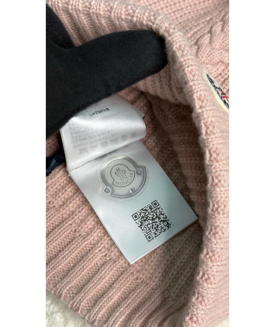 MONCLER Розовая шерстяная шапка, фото 5