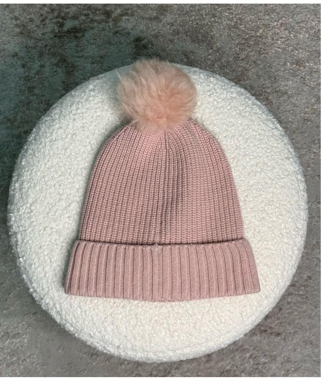 MONCLER Розовая шерстяная шапка, фото 2