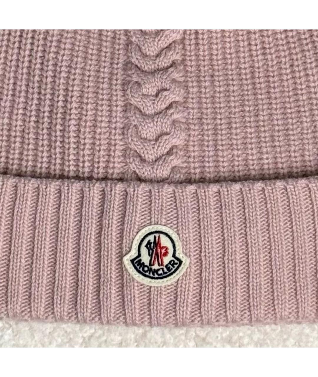 MONCLER Розовая шерстяная шапка, фото 3