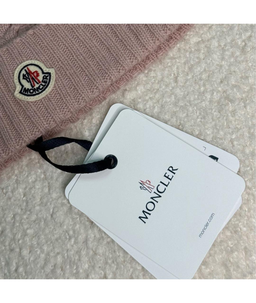MONCLER Розовая шерстяная шапка, фото 6