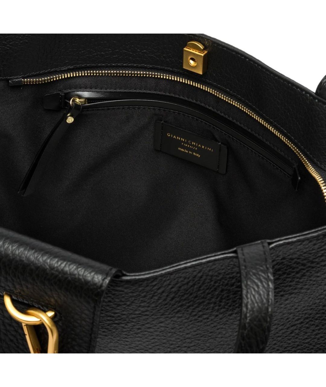 Gianni Chiarini Черная кожаная сумка тоут, фото 4