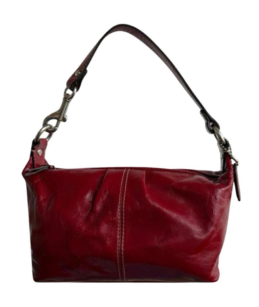 COACH Красная кожаная сумка с короткими ручками, фото 1