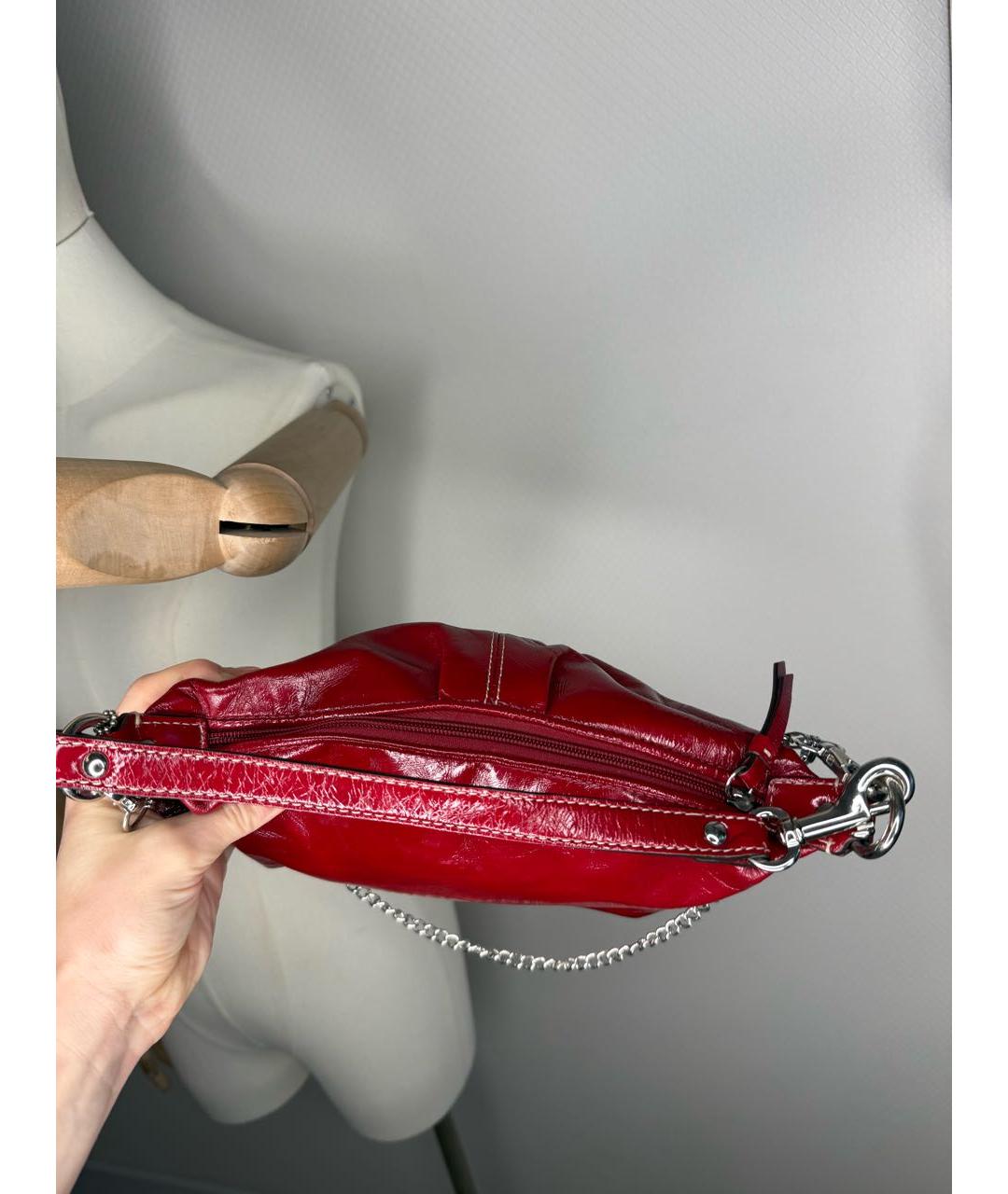 COACH Красная кожаная сумка с короткими ручками, фото 5
