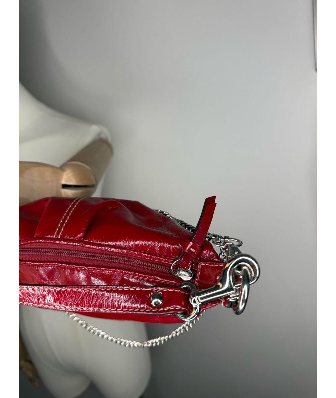 COACH Красная кожаная сумка с короткими ручками, фото 6