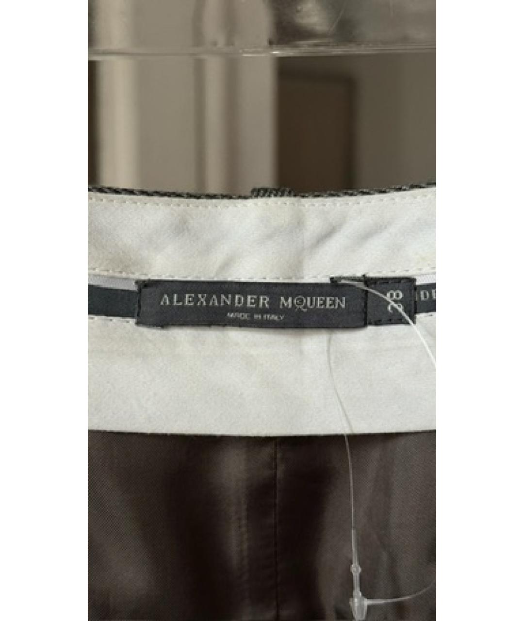 ALEXANDER MCQUEEN Серая шерстяная юбка миди, фото 3