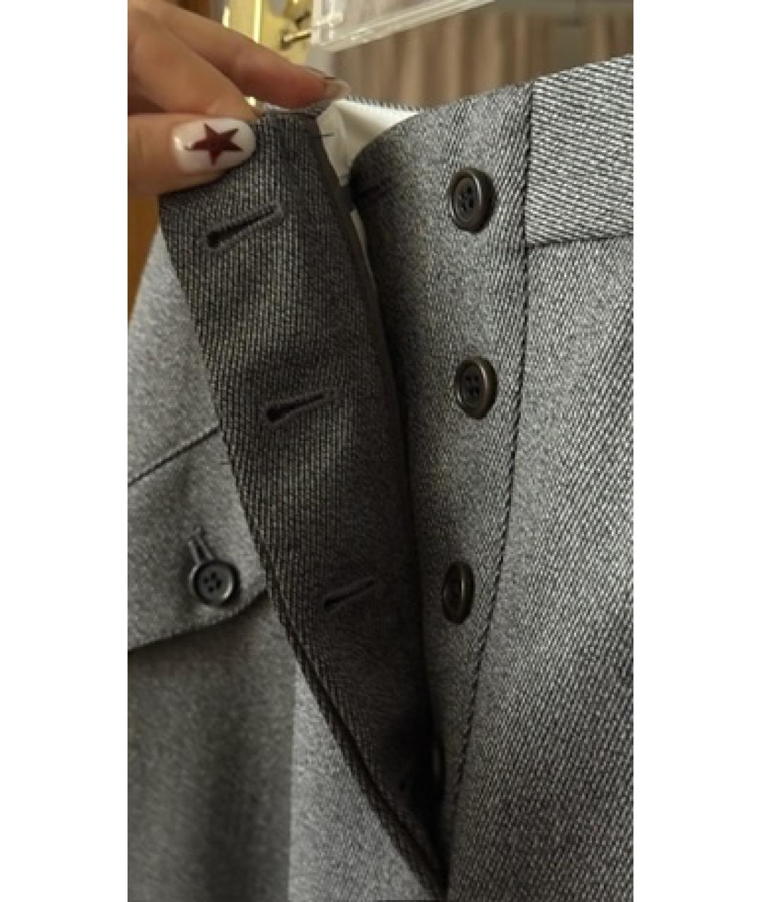 ALEXANDER MCQUEEN Серая шерстяная юбка миди, фото 4