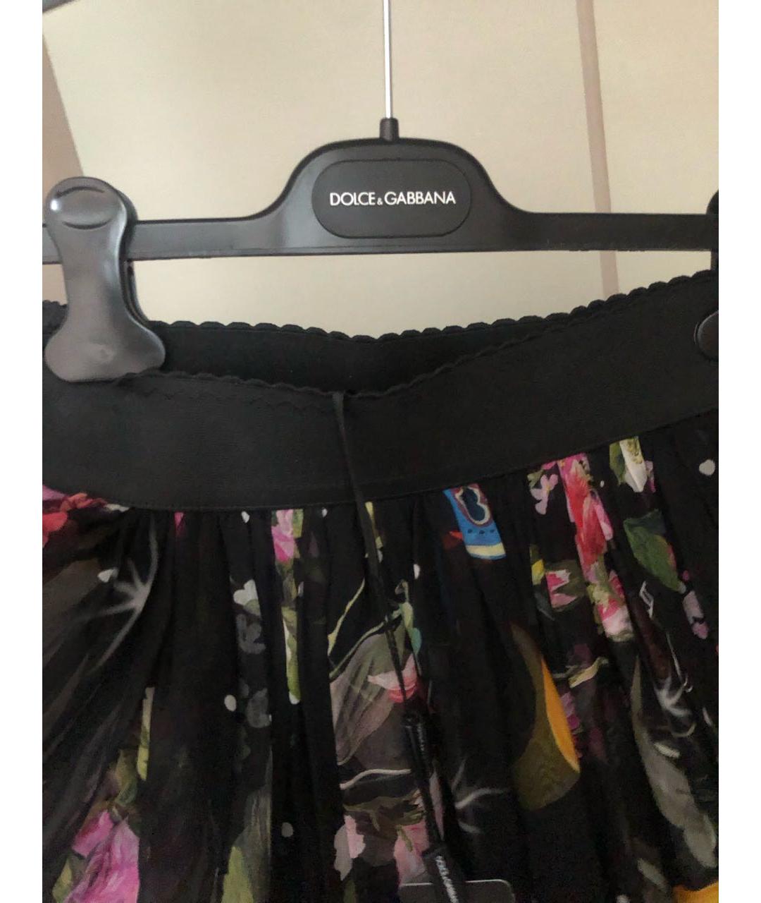 DOLCE&GABBANA Черная шелковая юбка миди, фото 4