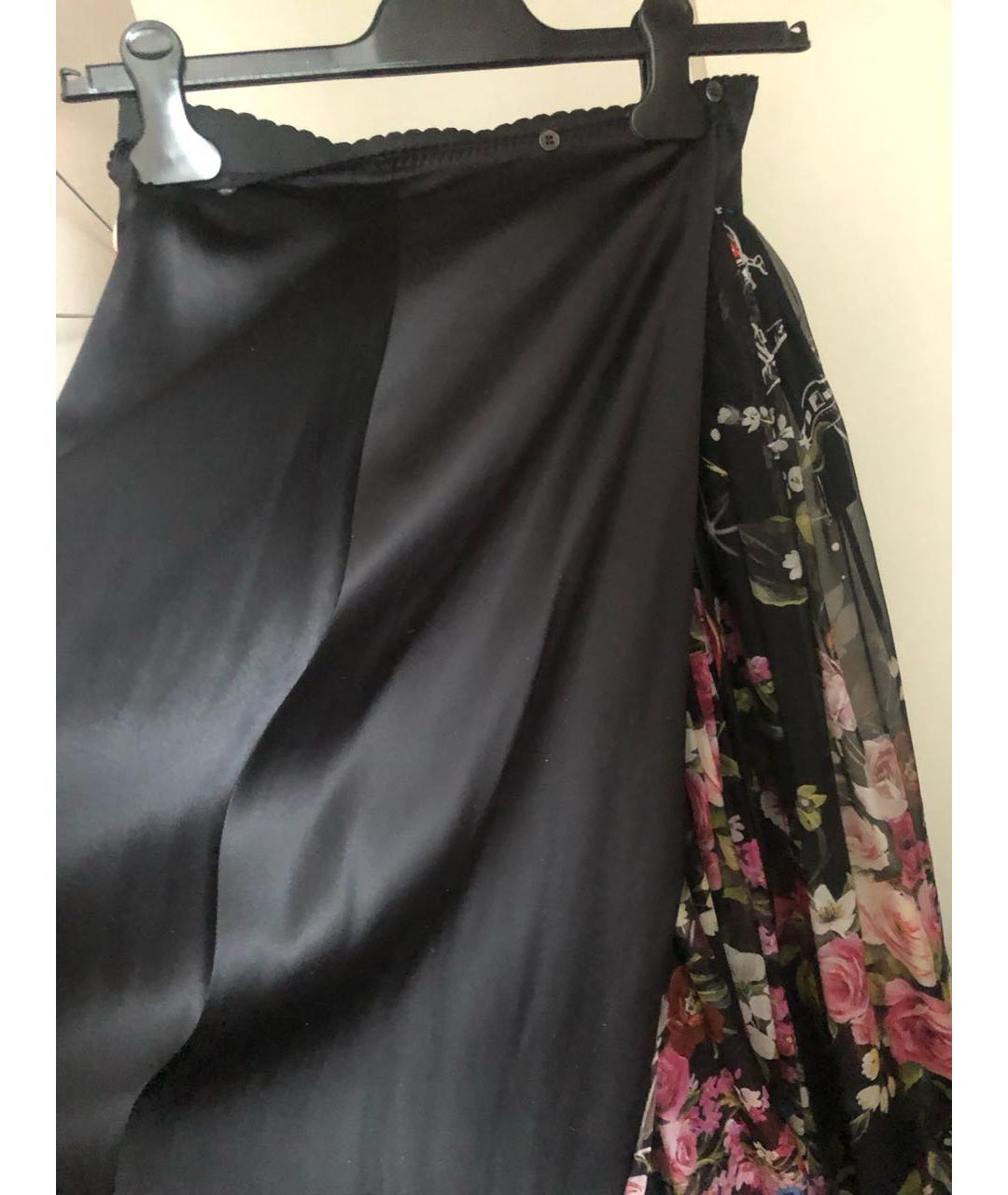 DOLCE&GABBANA Черная шелковая юбка миди, фото 2