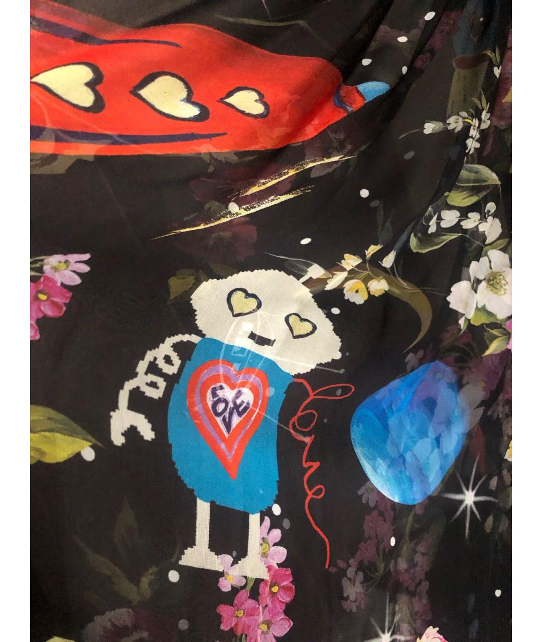 DOLCE&GABBANA Черная шелковая юбка миди, фото 3