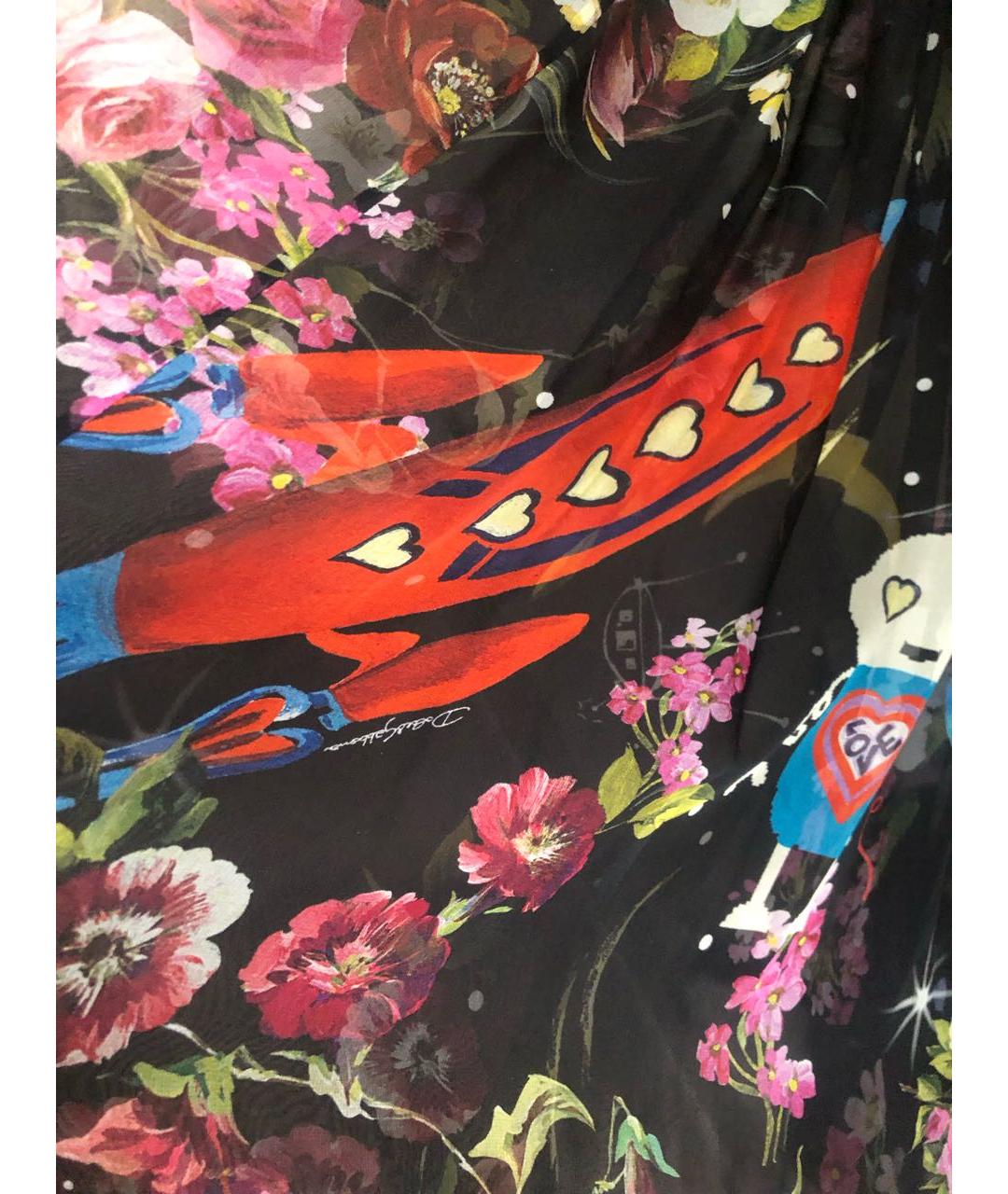 DOLCE&GABBANA Черная шелковая юбка миди, фото 5