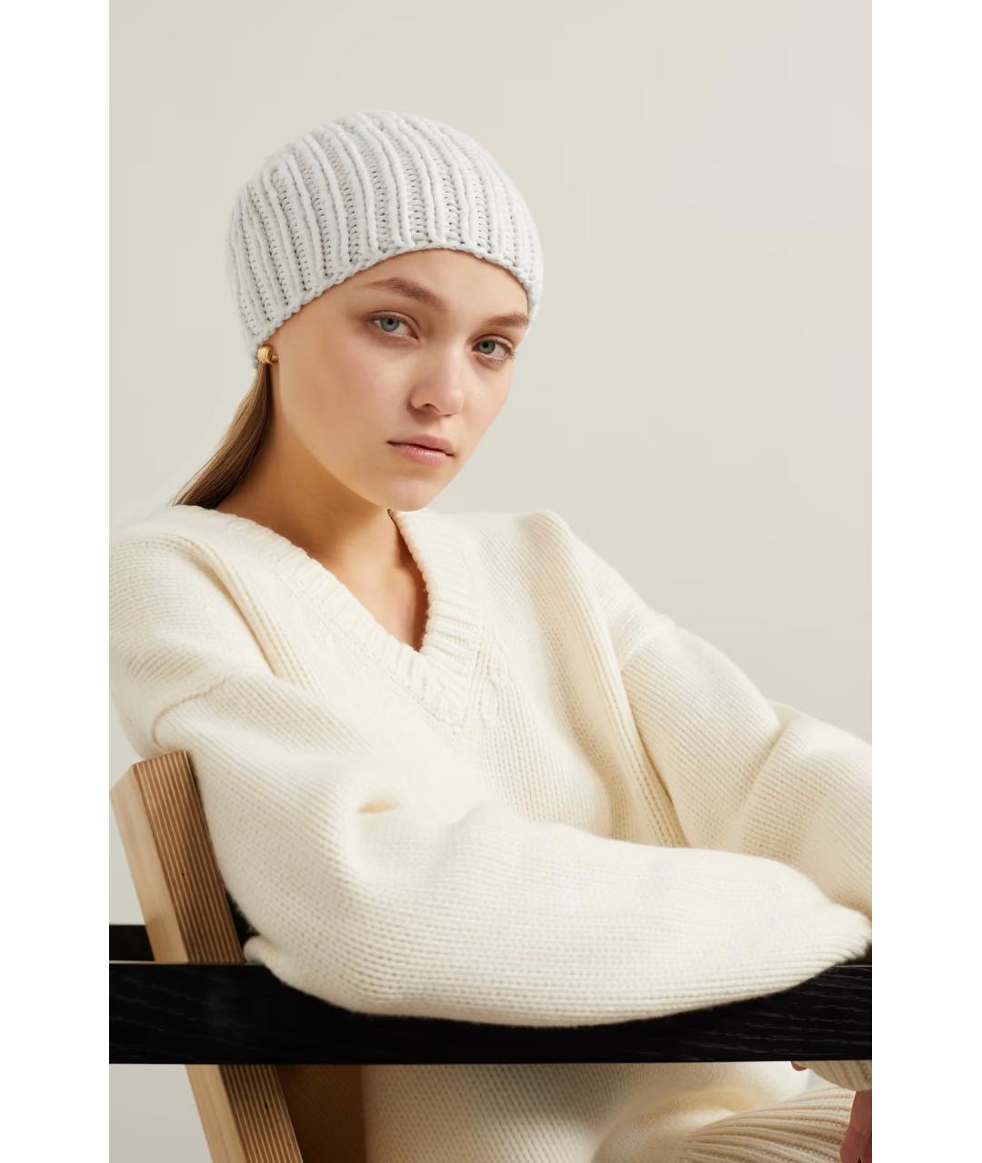 THE ROW Белая кашемировая шапка, фото 2