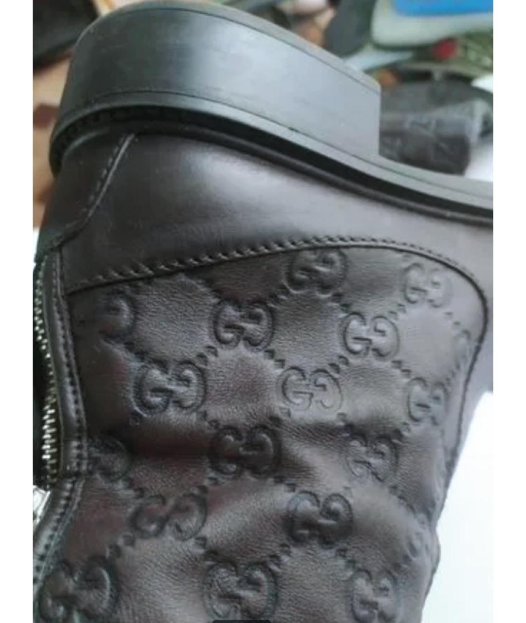 GUCCI Коричневые кожаные сапоги, фото 2