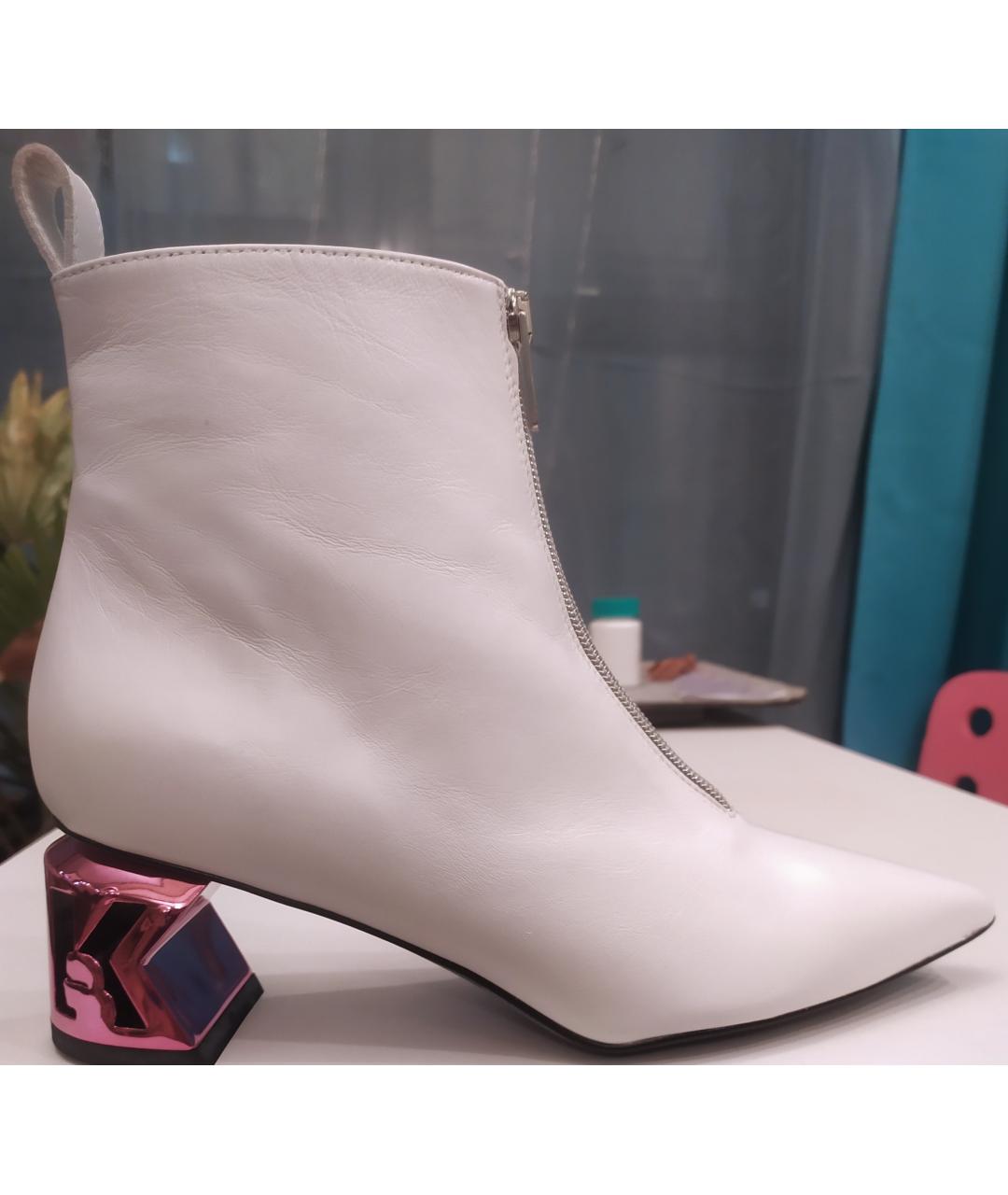 KARL LAGERFELD Белые кожаные полусапоги, фото 2
