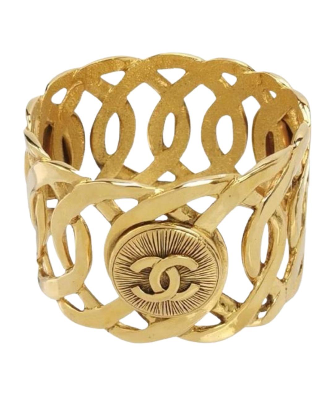 CHANEL Золотой металлический браслет, фото 1