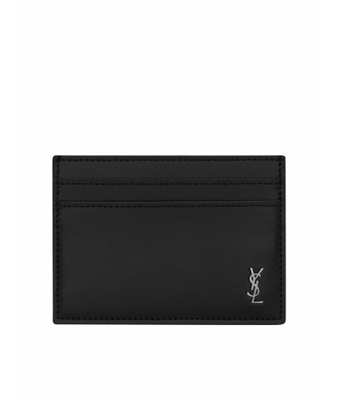 SAINT LAURENT Черный кожаный кардхолдер, фото 1
