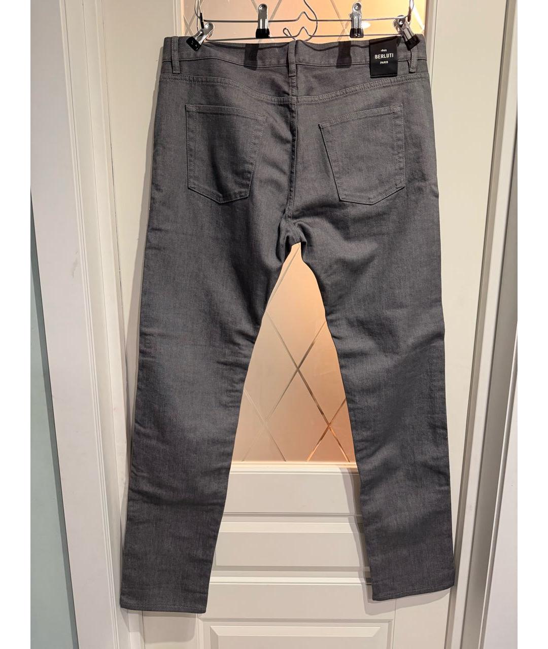 BERLUTI Серые хлопковые прямые джинсы, фото 2