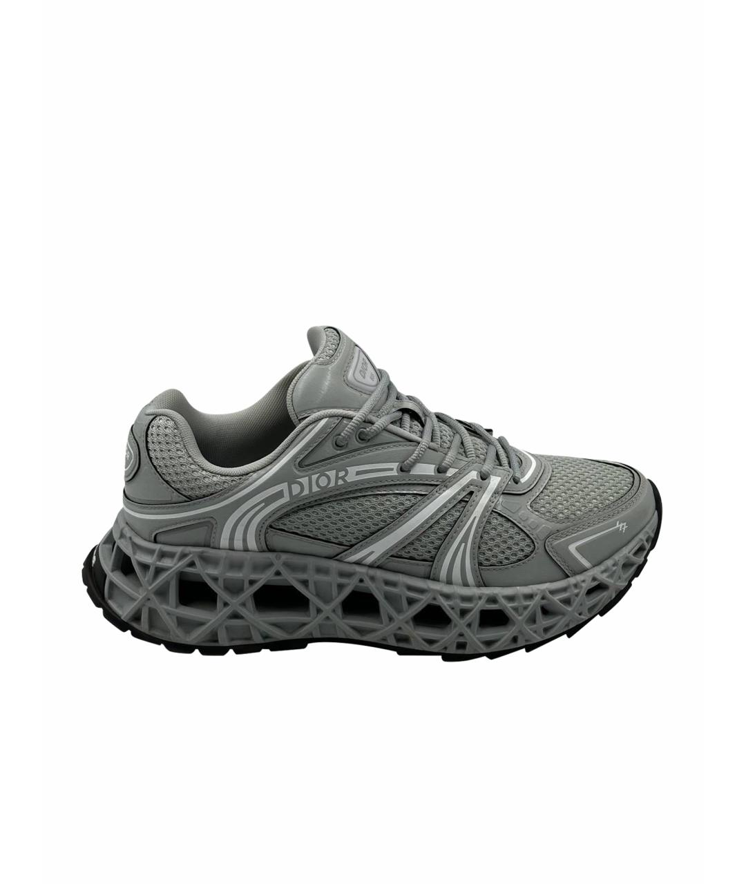 CHRISTIAN DIOR Серые текстильные низкие кроссовки / кеды, фото 1