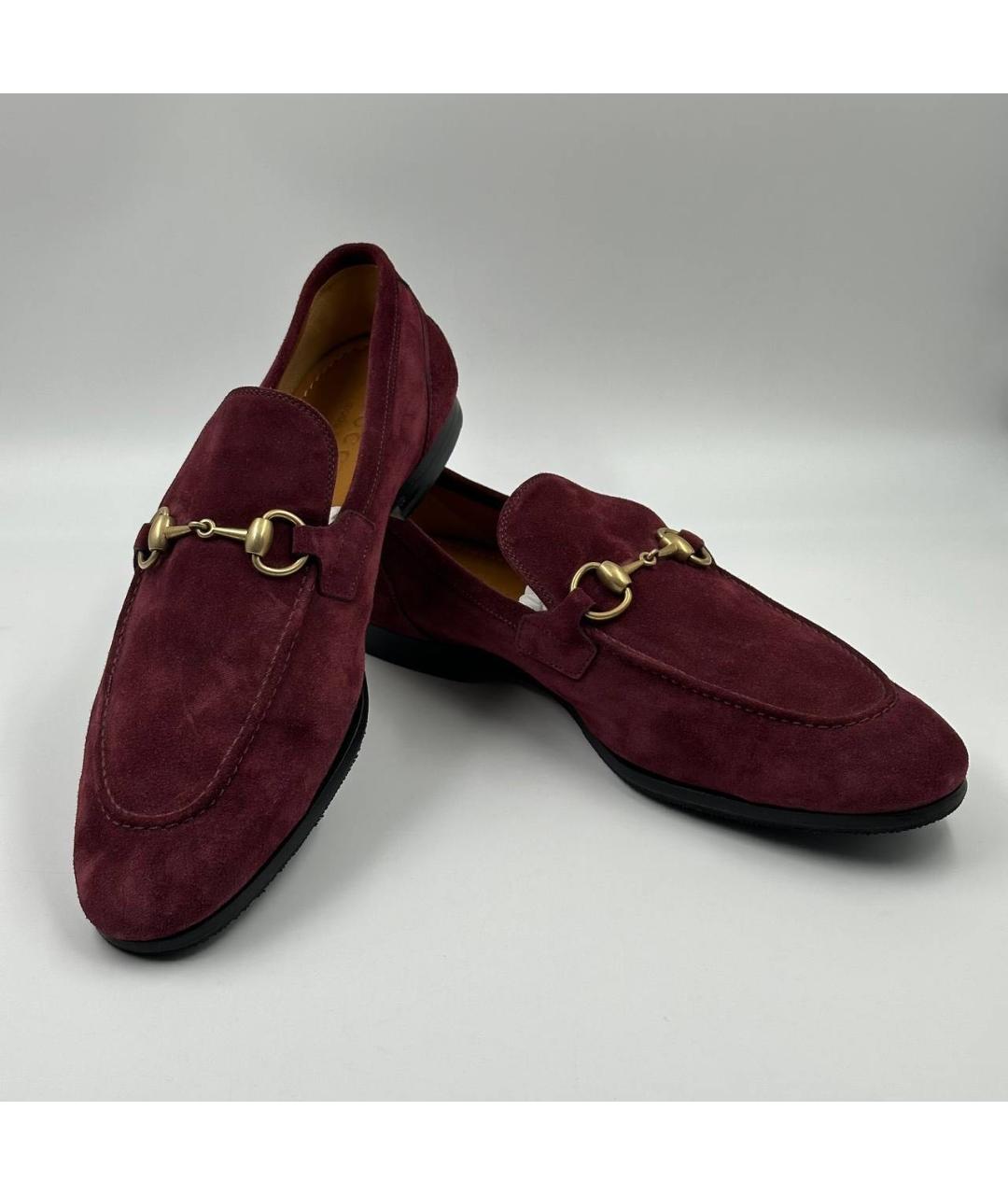 GUCCI Бордовые замшевые лоферы, фото 4