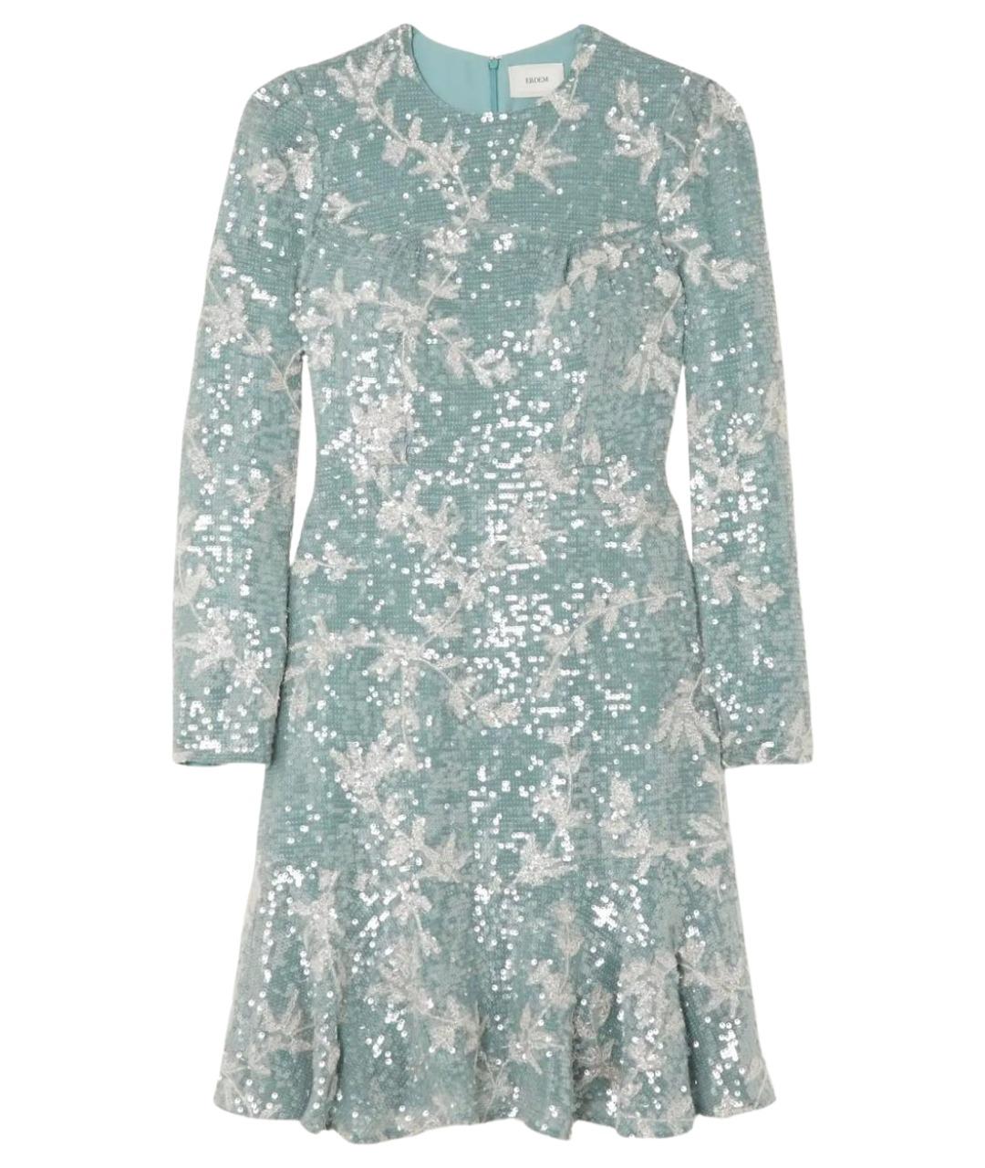 ERDEM Голубое вискозное коктейльное платье, фото 1