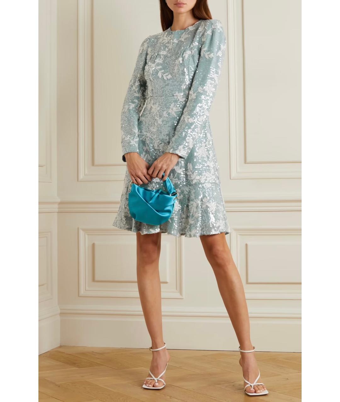 ERDEM Голубое вискозное коктейльное платье, фото 2