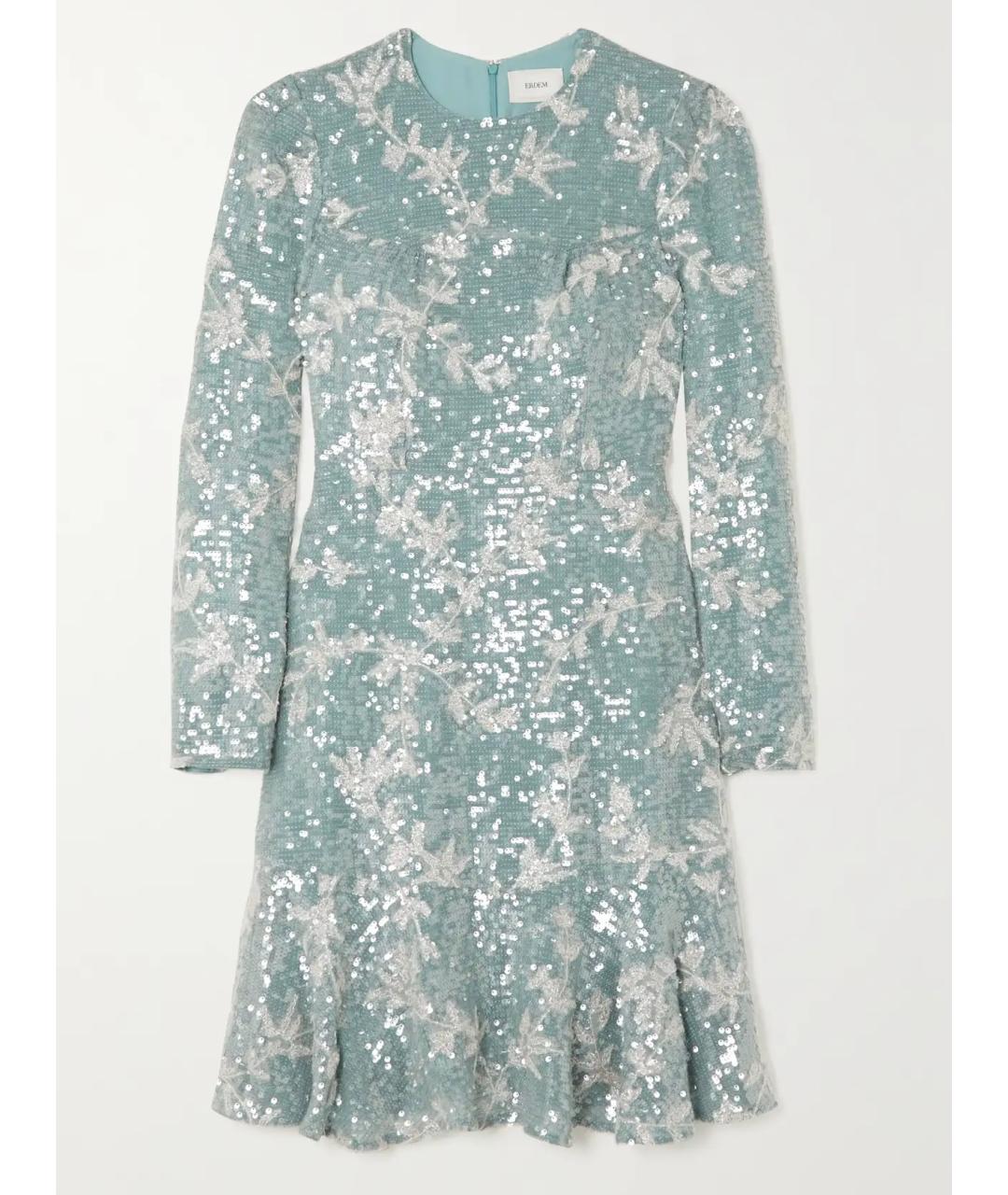 ERDEM Голубое вискозное коктейльное платье, фото 5