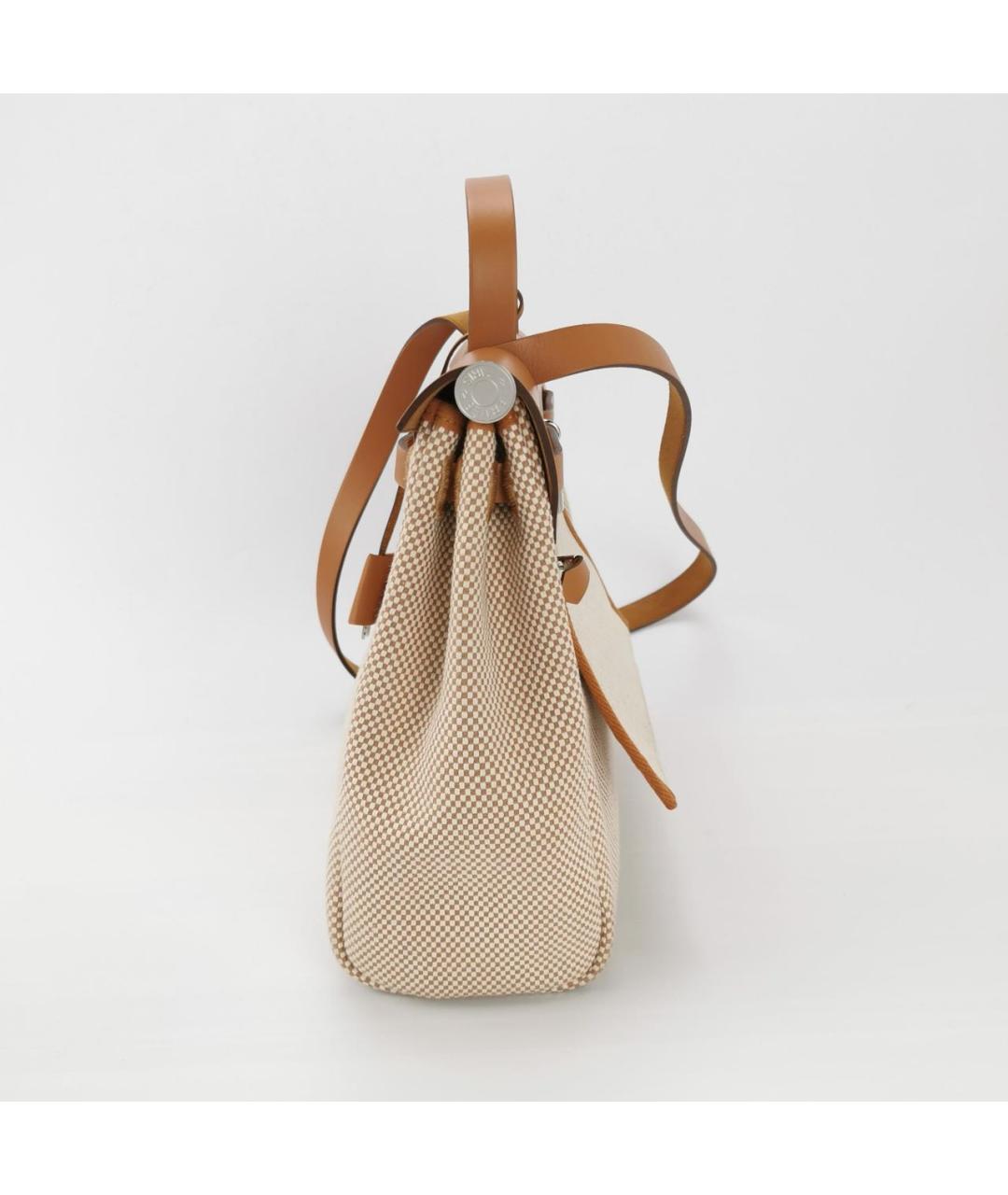 HERMES Бежевая кожаная сумка с короткими ручками, фото 2