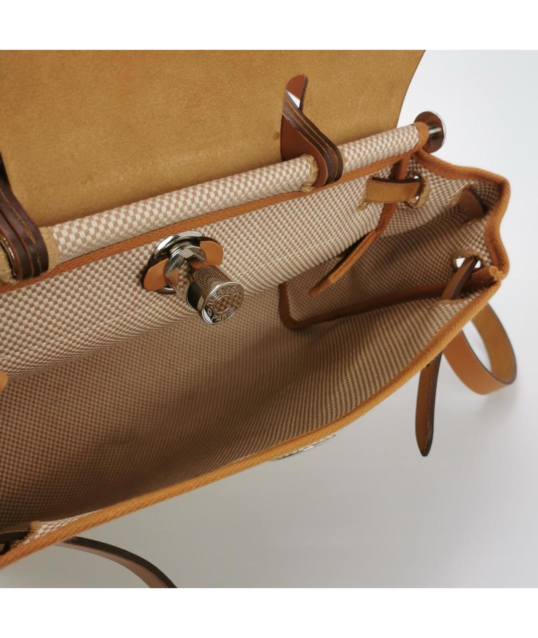 HERMES Бежевая кожаная сумка с короткими ручками, фото 6