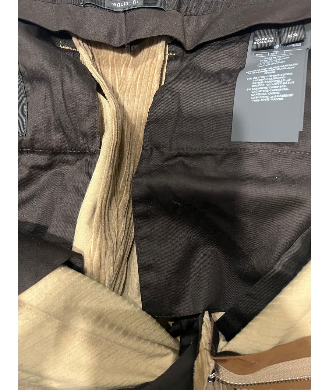 ERMENEGILDO ZEGNA XXX Коричневые хлопковые классические брюки, фото 3