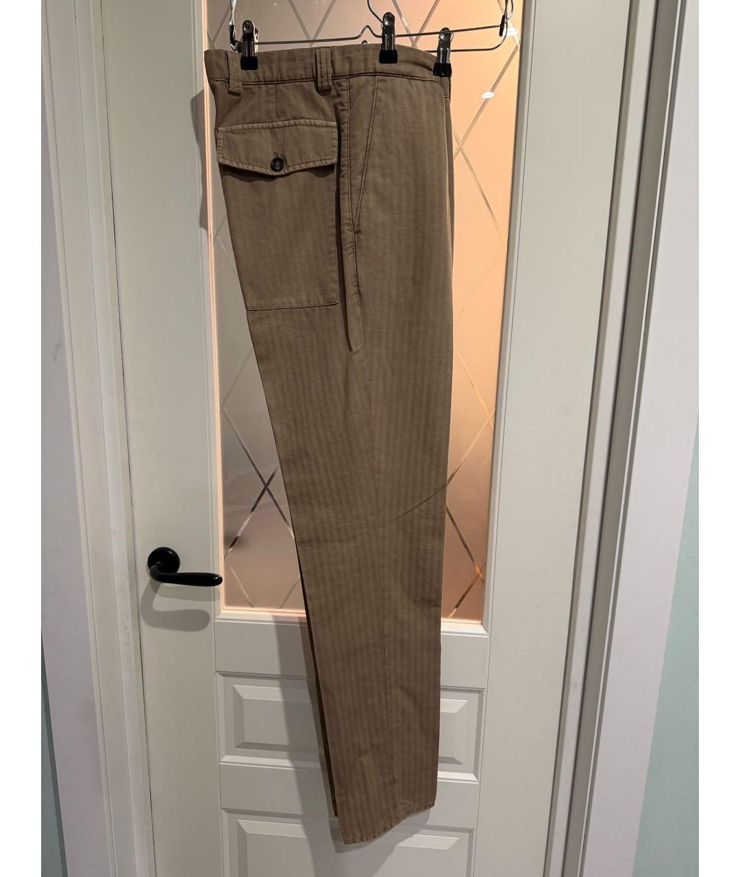 ERMENEGILDO ZEGNA XXX Коричневые хлопковые классические брюки, фото 4