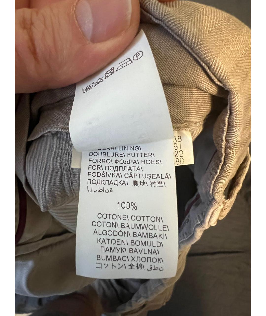 ERMENEGILDO ZEGNA XXX Коричневые хлопковые классические брюки, фото 6