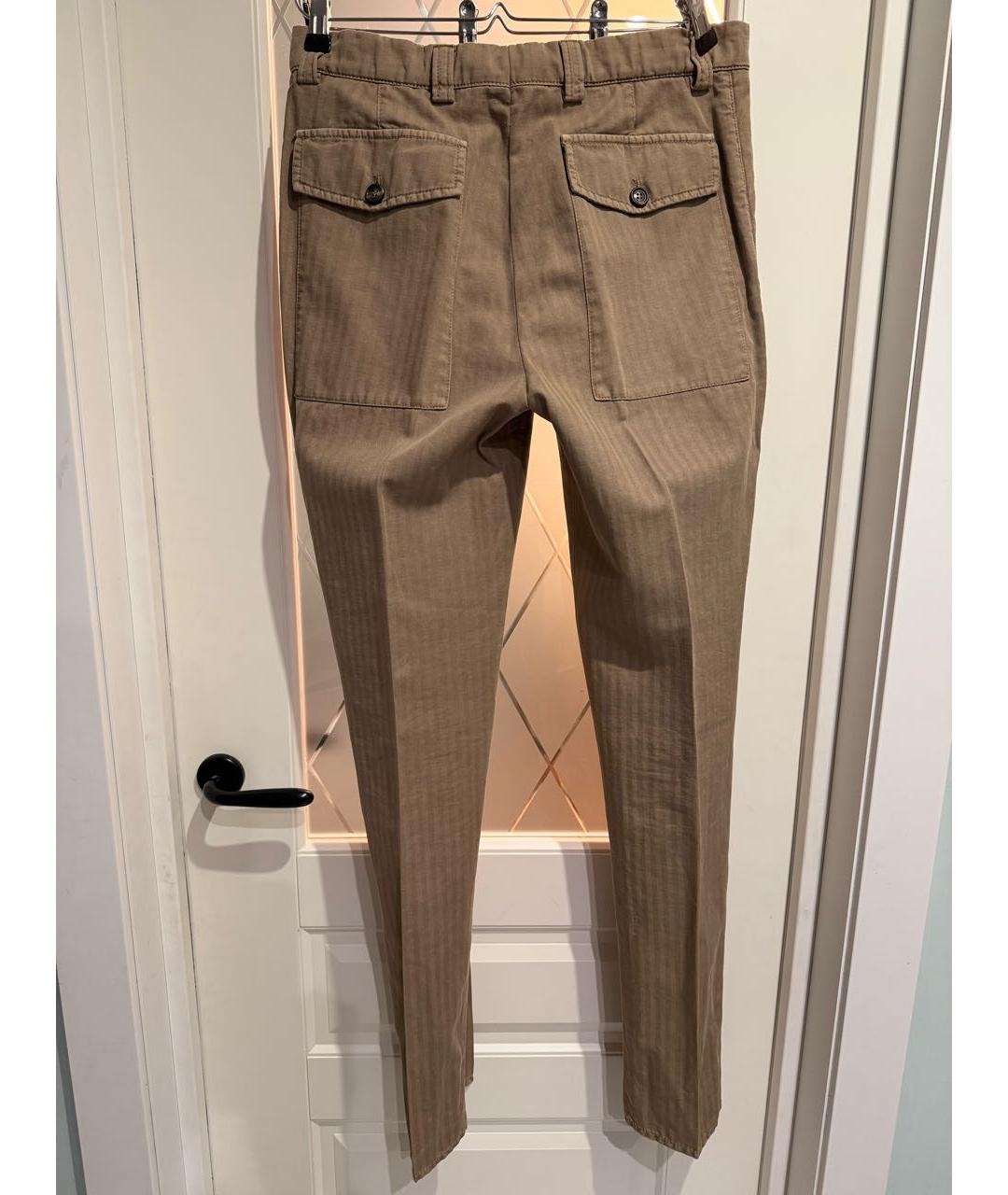 ERMENEGILDO ZEGNA XXX Коричневые хлопковые классические брюки, фото 2