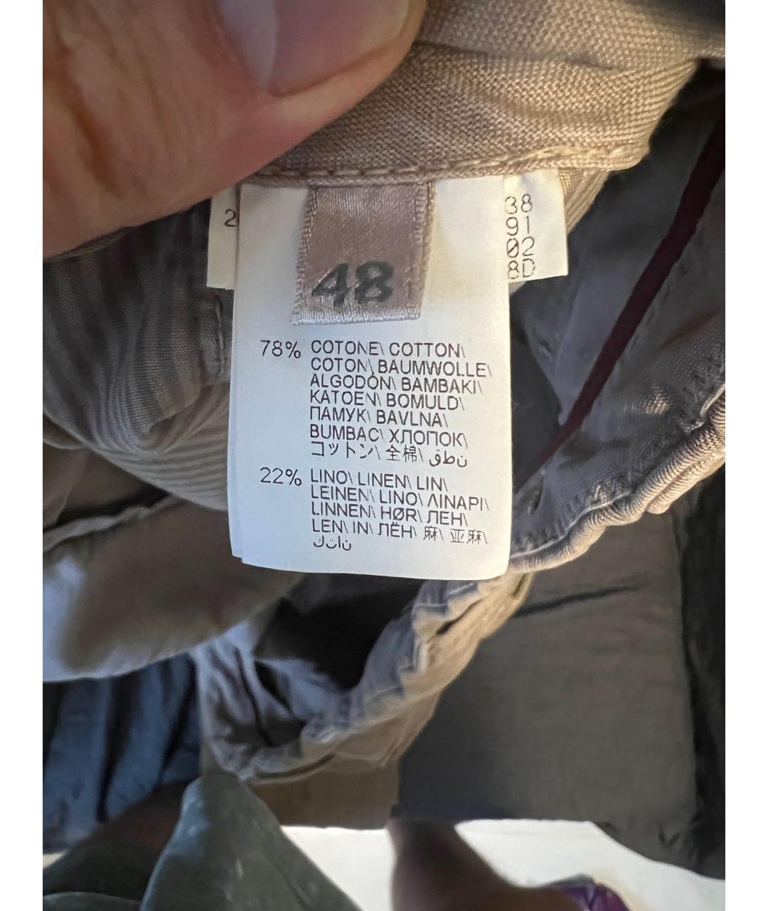 ERMENEGILDO ZEGNA XXX Коричневые хлопковые классические брюки, фото 5