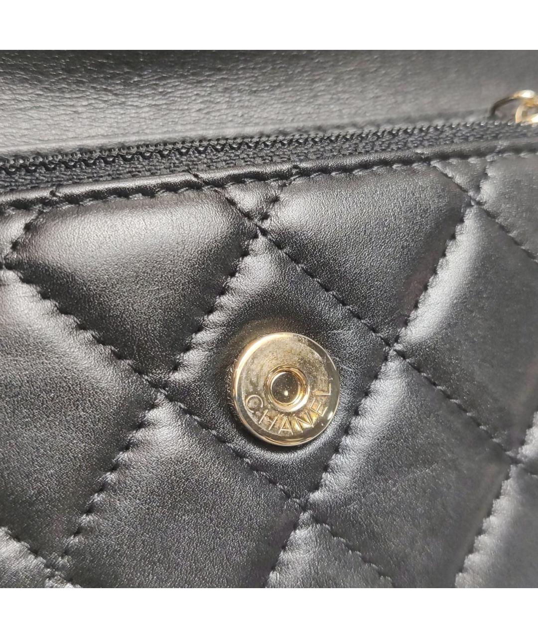 CHANEL Черная кожаная сумка с короткими ручками, фото 8