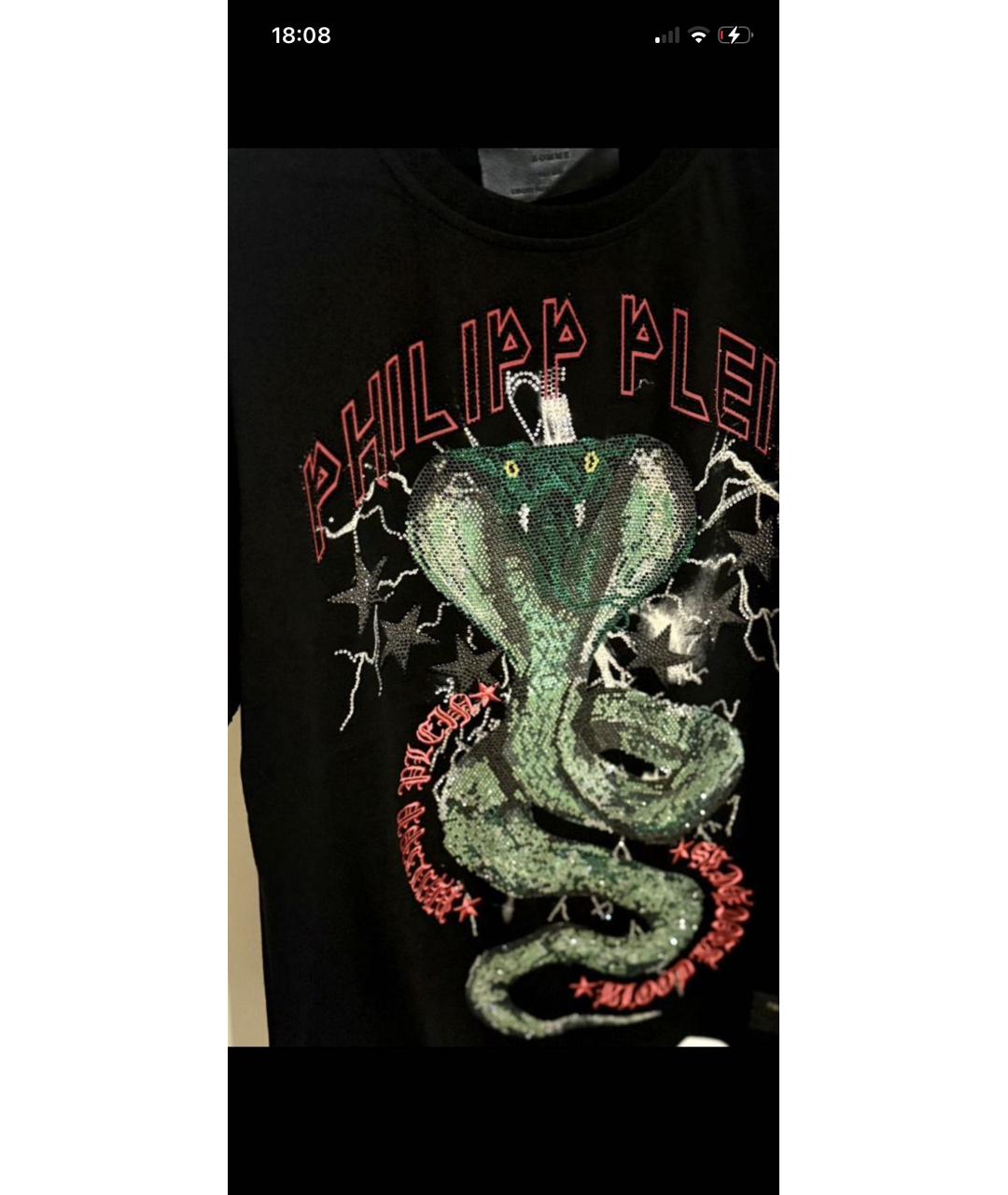 PHILIPP PLEIN Черная хлопко-леновая футболка, фото 3