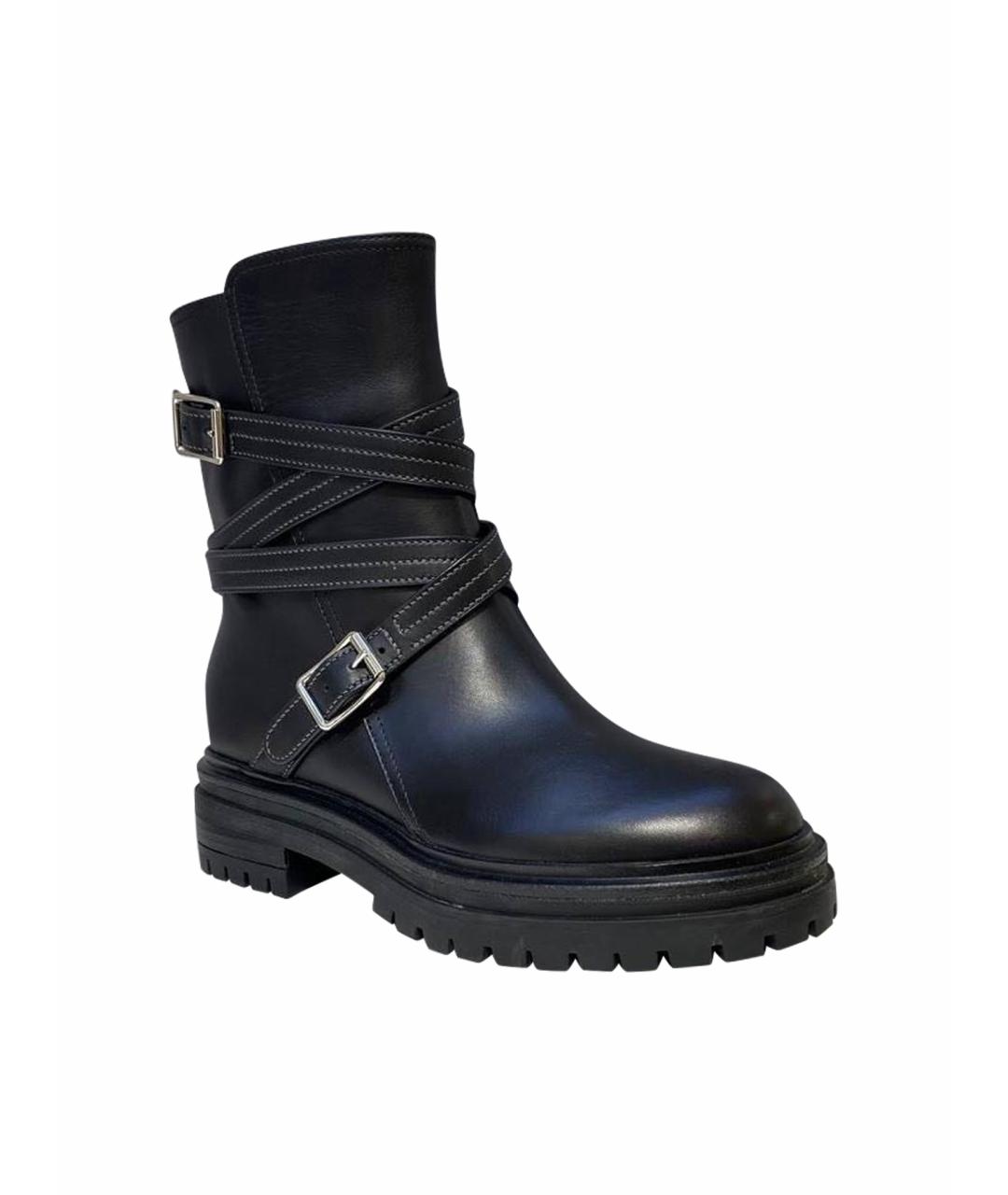 GIANVITO ROSSI Черные кожаные ботинки, фото 1
