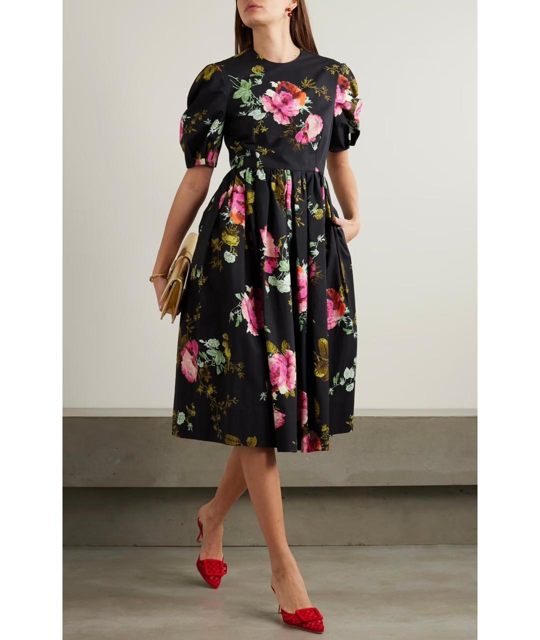 ERDEM Черное хлопковое коктейльное платье, фото 5